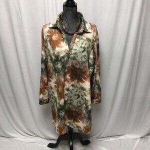 Lands Downunder Top Womens Size 1X Tie Dye Long Sleeve Soft Tunic Made in Italy